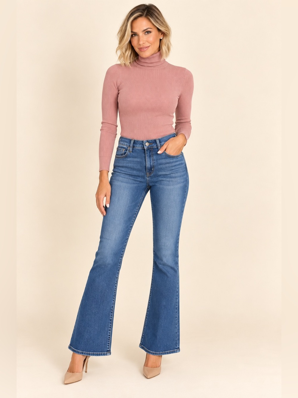 Judy Blue Los Angeles Flare Fit Jeans Size 9/29 Medium Wash Stretch Denim